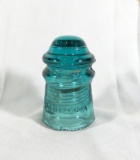 Vintage Hemingray No 9 Blue Glass Insulator Good Condition Some Small Chips