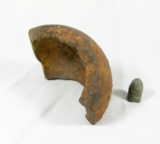 Civil War Cannon Ball Fragment and Rifle Bullet.