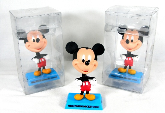 (3) Upper Deck  Disney "2000 Millenium" Mickey Mouse Bobble Heads.  4-3/4"