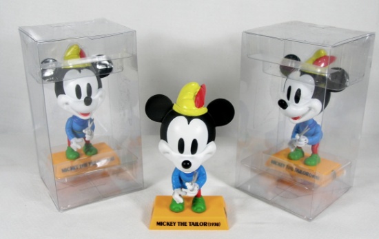 (3) Upper Deck  Disney "1938 Mickey The Tailor" Mickey Mouse Bobble Heads.