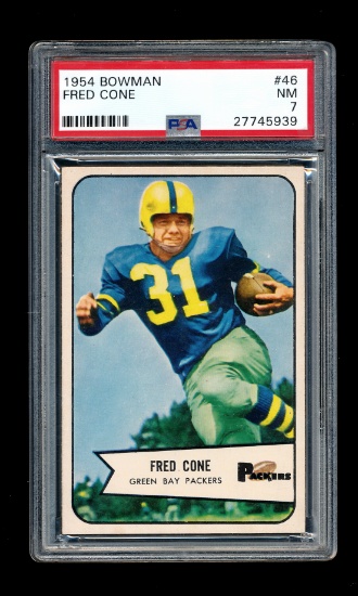 1954 Bowman Football Card #46 Fred Cone Green Bay Packers. Certified PSA NM