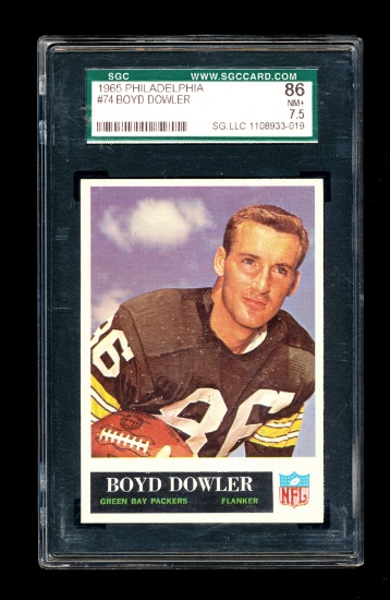 1965 Philadelphia Football Card #74 Boyd Dowler Green Bay Packers. Certifie