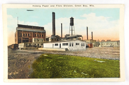 01.  Printed Post Card:  1930’s Hoberg Paper and Fibre Division, Green Bay,