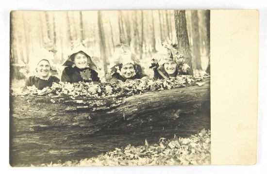 10.  RPPC:  c1910 Schneider, Santo & Summers Girls Frolic in the Woods near