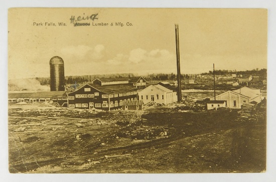 15.   RPPC:  1913 Park Falls, Wis. Atwood (Crossed Out – Heinz penned in) L