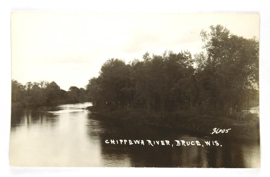 27.  RPPC:  1920’s Chippewa River, Bruce, Wis.  CONDITION:  Mint.  VALUE: