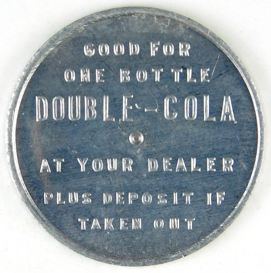 68.  1950’s Aluminum Spinner Token - Good for / One Bottle / DOUBLE-COLA /