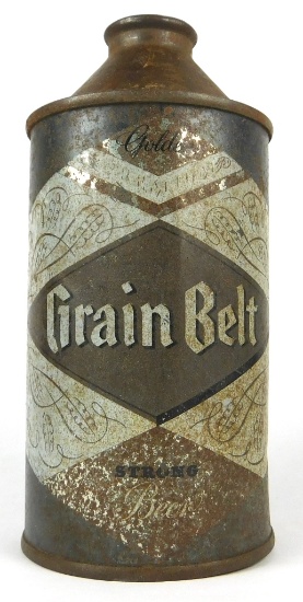 85.  Grain Belt Cone Top Beer Can.  CONDITION:  Choice VF; VALUE:  $25 up