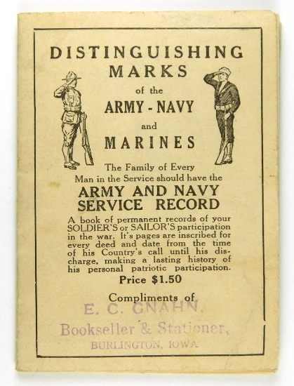 91.  1917 8 page fold-out of Distingushing Marks of the Army-Navy and Marin