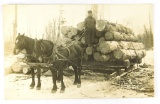 20.  RPPC:  Nice load of Hardwood Timber from the forest near Mosinee, Wisc