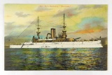 51.  Printed Post Card:  1920’s U.S. Battleship “Wisconsin”.  This famous s