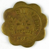 63.  Washington Brass Trade Token:  Zutz Billiards / Vancouver, Wash. / Goo