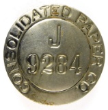 66.  Consolidated Paper Co. / J. / 9284 Nickel Employee Identification Badg