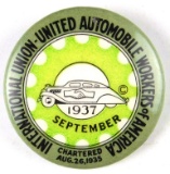 95.  1937 Celluloid Pinback Button for International Automobile Workers of