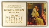 115.  July, 1911 Advertising Ink Blotter for:  Langlade National Bank Antig
