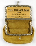 119.  c1910 Leather Coin Purse:  Compliments of / First National Bank / Mab