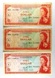 207. East Caribbean States ND (1965) One Dollar; KP Catalog #13g; (3) pcs.