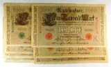 216. Germany Lot of (7) 1910 1000 Mark Orange Serial # and Seals (3) KP Cat