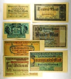 220.  Germany 1922-1923 Bavaria , Bayerische, Bayern, Lot of (7) Notenbank