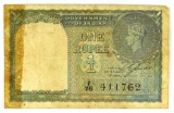260.  India 1940 Government of India 1 Rupee KP Catalog 25a; VF; VALUE:  $2