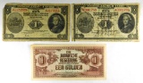 292.  Netherlands Indies (2) 1942 one Gulden; KP Catalog 111; CONDITION:  F