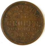 319.  1863 Fond Du Lac, Wis. C. L. Alling Grocer; FULD:  220Ala; Reverse 10