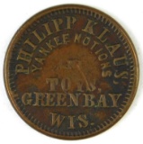 335.  1863 Green Bay, Wis. Philipp Klaus, Yankee Notions And Toys; FULD:  2