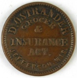 351.  1863 Jefferson, Wis. D. Ostrander Grocer & Insurance Agt.; FULD:  300