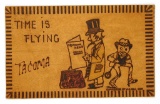 558.  1909 Leather Post Card Tacoma (Washington) “Time is Flying” Caricatur