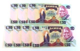 622.  Zambia Bank of Zambia (7) 50 Kwacha KP Catalog 33a; Signature 8; COND