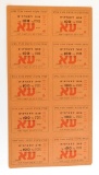 625.  Israel Food Vouchers c1950 Rare Uncut Sheet of 10 100 Unit Vouchers G