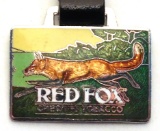635.  Watch Fob 1960’s Enameled Red Fox Chewing Tobacco with original strap