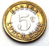 641.  Wisconsin Brass with Aluminum Inset Trade Token for Bodega Lunch Club