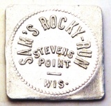 646.  Wisconsin Aluminum Trade Token Sam’s Rocky-Run Stevens Point, Wis. /