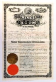 665.  STOCK 1900 State of Minnesota Membership Certificate for supreme Tent