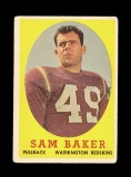 1958 Topps Football Card #34 Sam Baker Washington Redskins. VG+ Condition