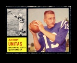 1962 Topps Football Card #1 Hall of Famer Johnny Unitas Baltimore Colts. VG