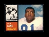 1962 Topps Football Card #60 Hall of Famer Dick Lane Detroit Lions. EX Cond
