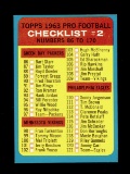 1963 Topps Football Card #170 Checklist #2 86 Thru 170. Unchecked.  NM Cond