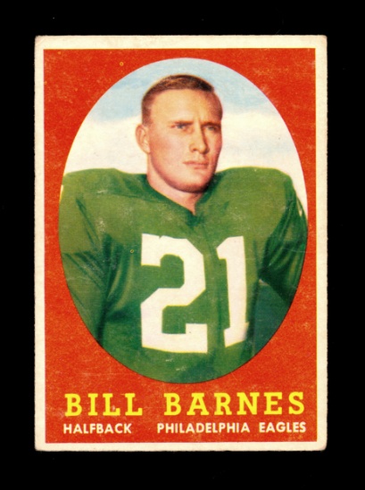 1958 Topps Football Card #4 Bill Barnes Philadelphia Eagles. EX Condition