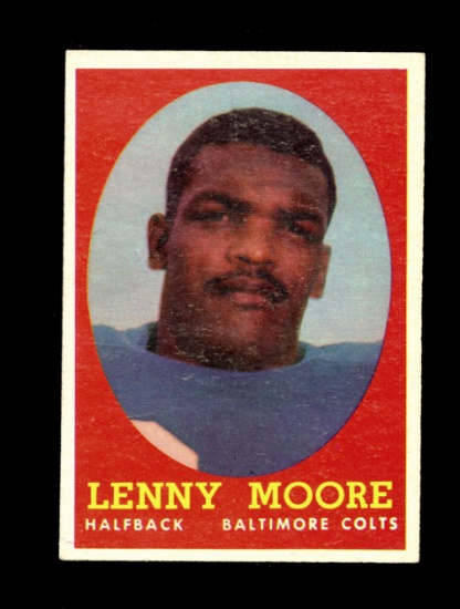 1958 Topps Football Card #10 Hall of Famer Lenny Moore Baltimore Colts. EX+