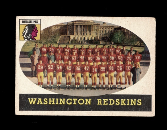 1958 Topps Football Card #27 Washington Redskins Team Card. VG-EX Condition