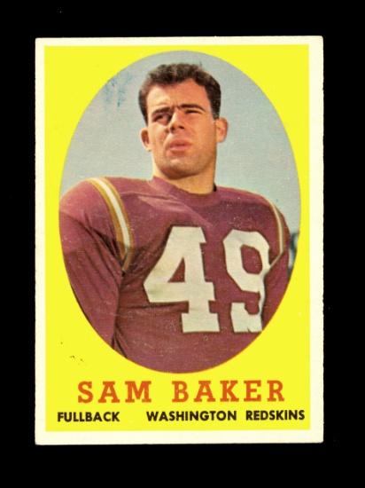 1958 Topps Football Card #34 Sam Baker Washington Redskins. EX Condition