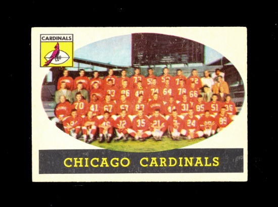 1958 Topps Football Card #69 Chicago Cardinals Team Card. EX Condition