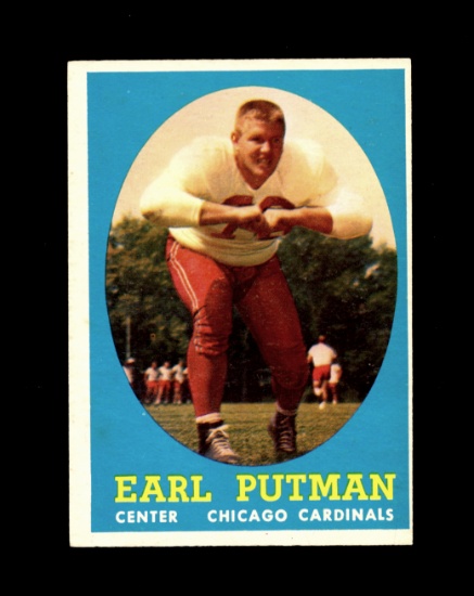 1958 Topps Football Card #88 Earl Putman Chicago Bears. EX-MT+ Condition