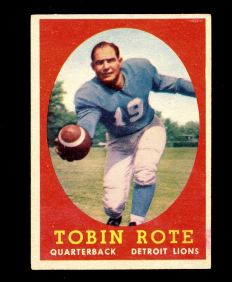 1958 Topps Football Card #94 Tobin Rote Detroit Lions. EX Condition