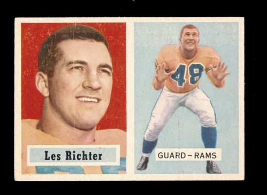 1957 Topps Football Card #10 Hall of Famer Les Richter Los Angeles Rams.