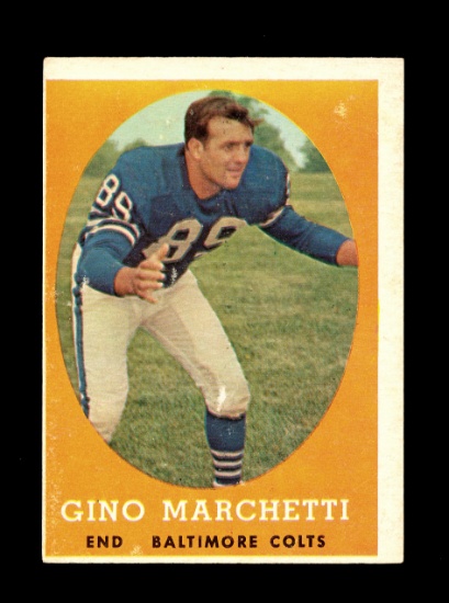 1958 Topps Football Cards #16 Hall of Famer Gino Marchetti Baltimore Colts.