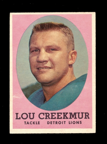 1958 Topps Football Cards #81 Hall of Famer Louis Creekmur Detroit Lions.
