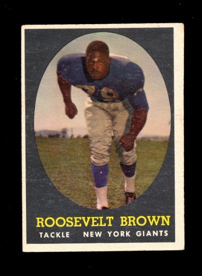 1958 Topps Football Cards #102 Hall of Famer Roosevelt Brown New York Giant